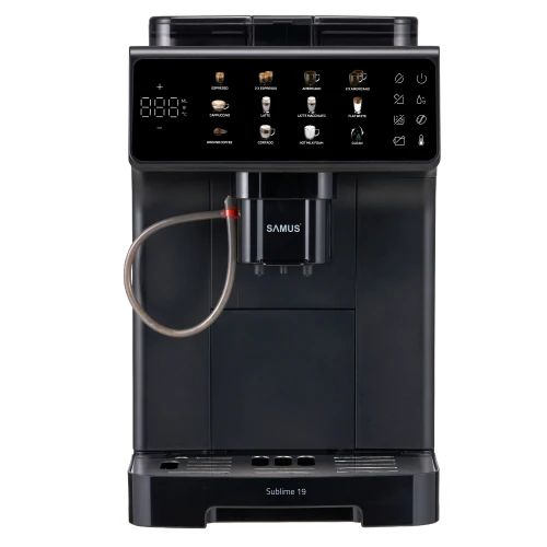 Espressor automat Samus Sublime 19, Rasnita profesionala- 300 g, 19 bari, Putere 1200-1400 W, Rezervor apa 2 L, Sistem extractie lapte cu furtun 25 cm, 10 tipuri de bauturi, Multiple tipuri de reglaje Espressor automat Samus Sublime 19, Rasnita profesionala- 300 g, 19 bari, Putere 1200-1400 W, Rezervor apa 2 L, Sistem extractie lapte cu furtun 25 cm, 10 tipuri de bauturi, Multiple tipuri de reglaje