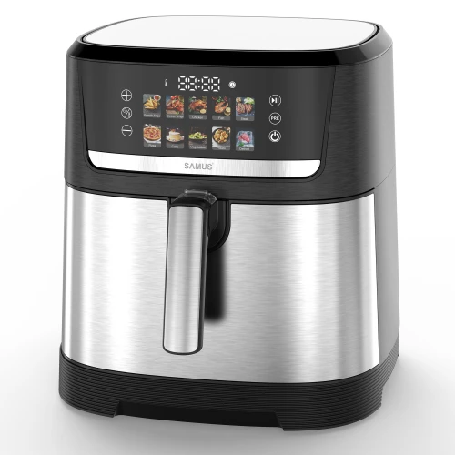 Friteuza cu aer cald Samus AF8.5-S2000DW, 2000 W, capacitate 8.5 litri, control digital tactil, 10 programe presetate, Tehnologia Fry-Force 360 grade Friteuza cu aer cald Samus AF8.5-S2000DW, 2000 W, capacitate 8.5 litri, control digital tactil, 10 programe presetate, Tehnologia Fry-Force 360 grade