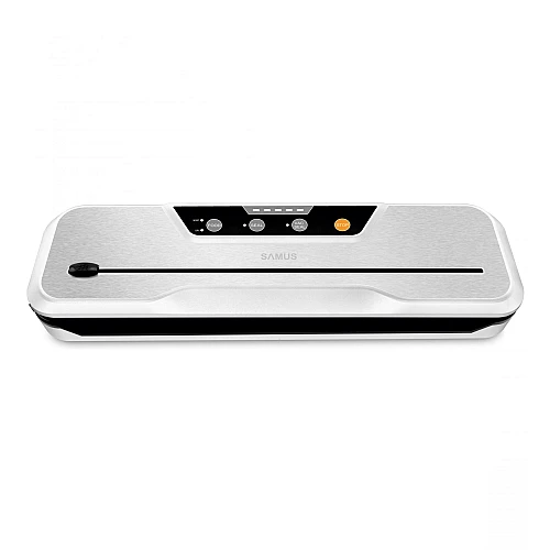 Aparat de vidat si sigilat Samus VACUUMALL, 110 W, Capacitate pompa ~ 80 kpa (9 litri/min), Setare tip aliment, sigilare, vidare + sigilare, conexiune la vid extern, Rezervor captare lichid (15 ml)