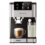 Espressor Samus Latteccino 20, 20 bari, rezervor lapte 500 ml, 6 tipuri bauturi, 1350 W, Rezervor apa 1.5 l, Sistem rapid de incalzire thermalblock, Inox/ Negru