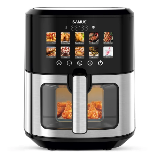 Friteuza cu aer cald Samus AF6.5H-S1701DW, 6.5 l, 1700 W, Timer 0-60 minute, 10 programe (Negru/Inox) Friteuza cu aer cald Samus AF6.5H-S1701DW, 6.5 l, 1700 W, Timer 0-60 minute, 10 programe (Negru/Inox)