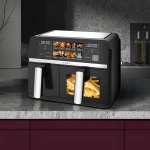 Friteuza dubla cu aer cald Samus AF9DUO-S2600DW, 9 l, 2600 W, Timer 0-60 minute, Fereastra, 10 programe, Temperatura ajutabila 50-200 C (Negru) Friteuza dubla cu aer cald Samus AF9DUO-S2600DW, 9 l, 2600 W, Timer 0-60 minute, Fereastra, 10 programe, Temperatura ajutabila 50-200 C (Negru)