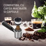 Espressor manual Samus PICCOLO 20 K, 1350 W, 20 bari, Rezervor 1.2 l, 5 bauturi, Utilizare cafea macinata sau capsule (Inox)