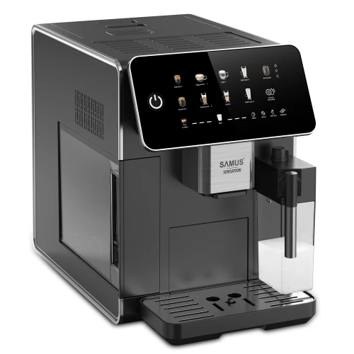 Espressor Samus Sensation, 9 bauturi automate, 20 bari, Capacitate rasnita 300 g, 1350 W, Rezervor apa 1.5 litri, Rezervor lapte 300 ml, Sistem de curatare automata, Reglare grad macinare, Negru Espressor Samus Sensation, 9 bauturi automate, 20 bari, Capacitate rasnita 300 g, 1350 W, Rezervor apa 1.5 litri, Rezervor lapte 300 ml, Sistem de curatare automata, Reglare grad macinare, Negru