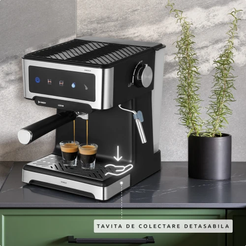 Espressor manual Samus Espressia 20, 1150 W, Ecran IMD integrat, 20 bari, 3 optiuni, Rezervor apa 1.8 l, Spumare cu abur (Negru/Inox) Espressor manual Samus Espressia 20, 1150 W, Ecran IMD integrat, 20 bari, 3 optiuni, Rezervor apa 1.8 l, Spumare cu abur (Negru/Inox)