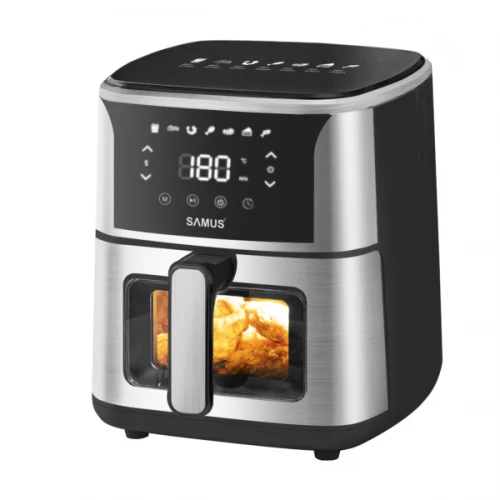 Friteuza cu aer cald Samus AF5-S1400DW, 5 l, 1400 W, Display LED, 7 programe, Temperatura 80-200 C, Tehnologie Fry Force 360° (Negru/Argintiu) Friteuza cu aer cald Samus AF5-S1400DW, 5 l, 1400 W, Display LED, 7 programe, Temperatura 80-200 C, Tehnologie Fry Force 360° (Negru/Argintiu)