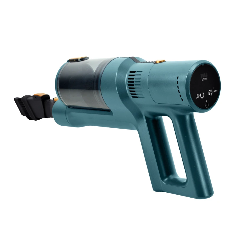 Aspirator vertical fara fir 2 in 1 Samus Power Flex Pro, 350W, Putere de aspirare 23 kpa, Afisaj led cu functii, Recipient praf 0.5 l, Autonomie 45 min, 2 trepte de aspirare, perie rotativa cu leduri, turcoaz