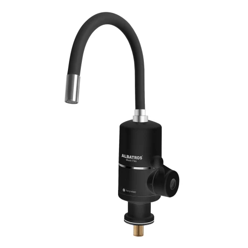 Albatros Robinet electric BLACK FLEX, 3300 W, carcasa+pipa negre, onducta din cupru, reglaj al temperaturii, debit apa fierbinte: 2-2.5 L/min, intrerupator de siguranta Albatros Robinet electric BLACK FLEX, 3300 W, carcasa+pipa negre, onducta din cupru, reglaj al temperaturii, debit apa fierbinte: 2-2.5 L/min, intrerupator de siguranta