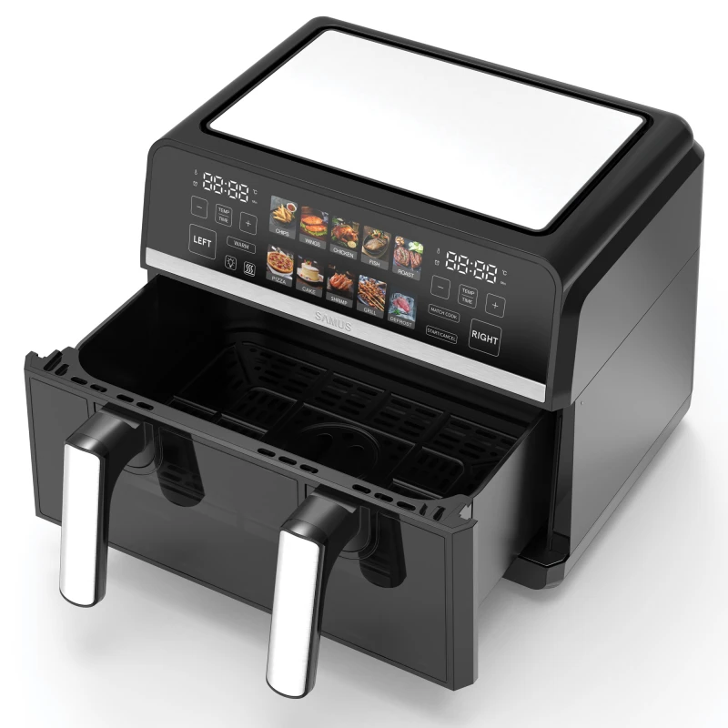 Friteuza cu aer cald Samus AF9BIG-S2500DW, 2500 W, 9 L, Separator compartiment detasabil, 10 programe presetate, Negru Friteuza cu aer cald Samus AF9BIG-S2500DW, 2500 W, 9 L, Separator compartiment detasabil, 10 programe presetate, Negru