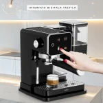 Espressor manual Samus Flavour 20, 1350 W, 20 bari, Rasnita integrata 115g, Rezervor 0.9 l, Spumare de inalta presiune (Negru/Inox)