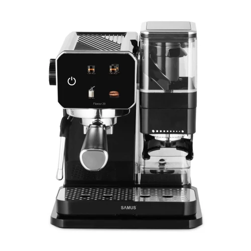 Espressor manual Samus Flavour 20, 1350 W, 20 bari, Rasnita integrata 115g, Rezervor 0.9 l, Spumare de inalta presiune (Negru/Inox) Espressor manual Samus Flavour 20, 1350 W, 20 bari, Rasnita integrata 115g, Rezervor 0.9 l, Spumare de inalta presiune (Negru/Inox)