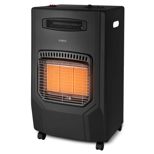 Soba Samus RS425H, Aprindere piezoelectrica, Mod de incalzire: gaz + ventilator, Tip de gaz: GPL / Butan / Propan, Putere de incalzire: maxima 4.2 kW, Arzator infrarosu cu placi ceramice de inalta calitate Soba Samus RS425H, Aprindere piezoelectrica, Mod de incalzire: gaz + ventilator, Tip de gaz: GPL / Butan / Propan, Putere de incalzire: maxima 4.2 kW, Arzator infrarosu cu placi ceramice de inalta calitate