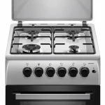 Aragaz Samus SM561XPBS, 4 Arzatoare gaz, Cuptor gaz, Aprindere electrica plita, Timer, Sigurante plita si cuptor, Inox/ Argintiu