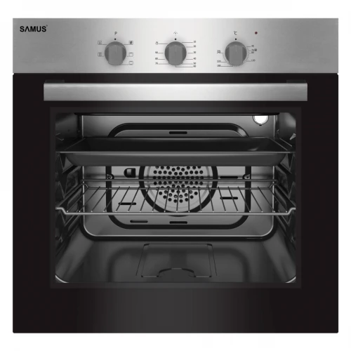 Cuptor incorporabil Samus SC616GTXV, Electric, 62 L, 5 functii, Timer, Ventilatie tangentiala de racire, Clasa A, Geam Low-E, Butoane ergonomice, Maner metalic, Negru/Inox Cuptor incorporabil Samus SC616GTXV, Electric, 62 L, 5 functii, Timer, Ventilatie tangentiala de racire, Clasa A, Geam Low-E, Butoane ergonomice, Maner metalic, Negru/Inox