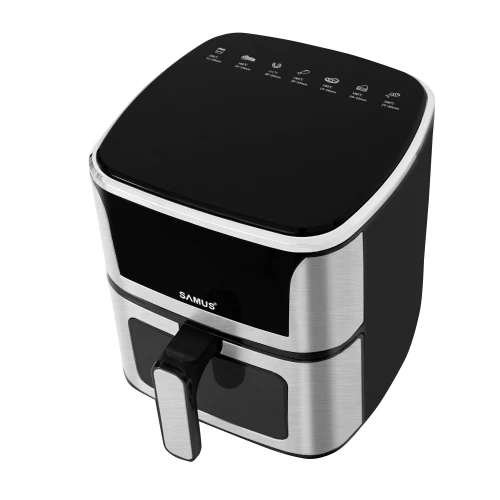Friteuza cu aer cald Samus AF5-S1400DW, 5 l, 1400 W, Display LED, 7 programe, Temperatura 80-200 C, Tehnologie Fry Force 360° (Negru/Argintiu) Friteuza cu aer cald Samus AF5-S1400DW, 5 l, 1400 W, Display LED, 7 programe, Temperatura 80-200 C, Tehnologie Fry Force 360° (Negru/Argintiu)