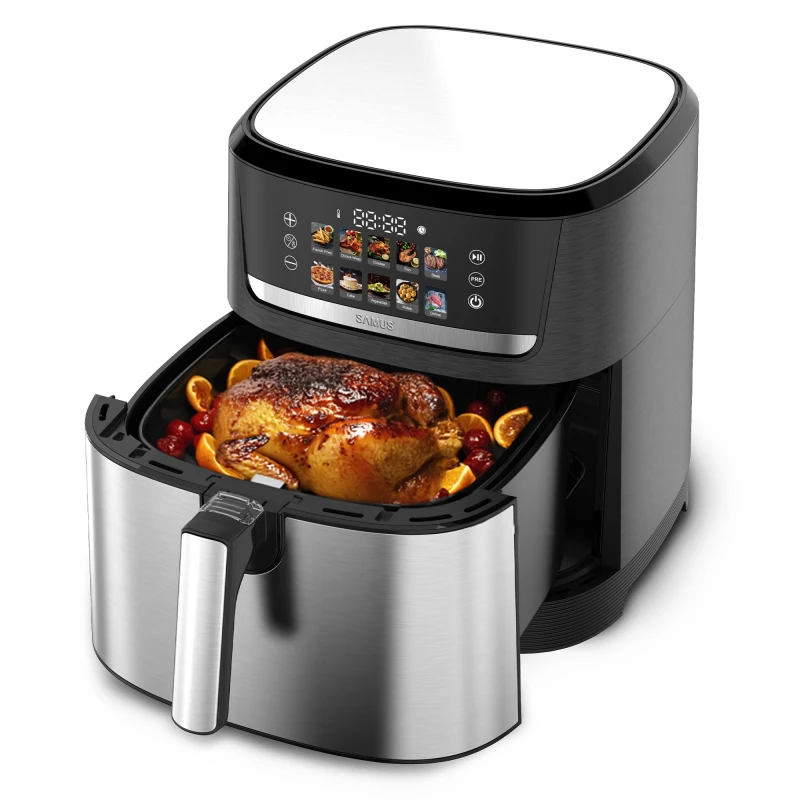 Friteuza cu aer cald Samus AF8.5-S2000DW, 2000 W, capacitate 8.5 litri, control digital tactil, 10 programe presetate, Tehnologia Fry-Force 360 grade Friteuza cu aer cald Samus AF8.5-S2000DW, 2000 W, capacitate 8.5 litri, control digital tactil, 10 programe presetate, Tehnologia Fry-Force 360 grade