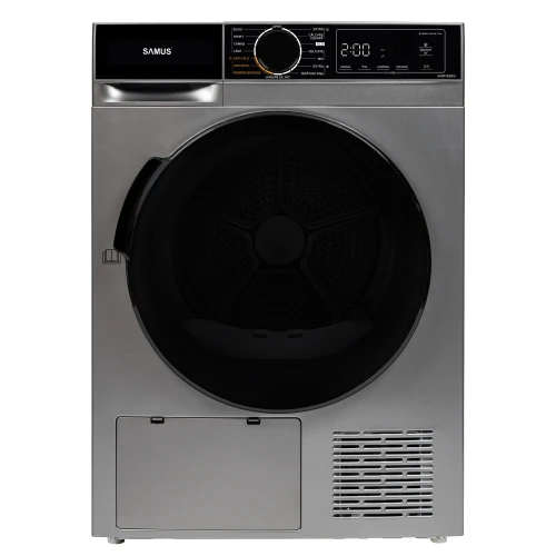 Uscator de rufe Samus SADP-836DS, Pompa de caldura, 8 kg, 15 programe, Clasa D, Igienizare UV, Afisaj electronic (Gri inchis)