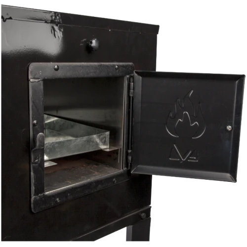 Soba pe Lemne cu Plita din Fonta (3 Ochiuri) și Cuptor dreapta, Emailata, Ø120 mm, 1000x1150x450 mm, Randament 67%, Negru