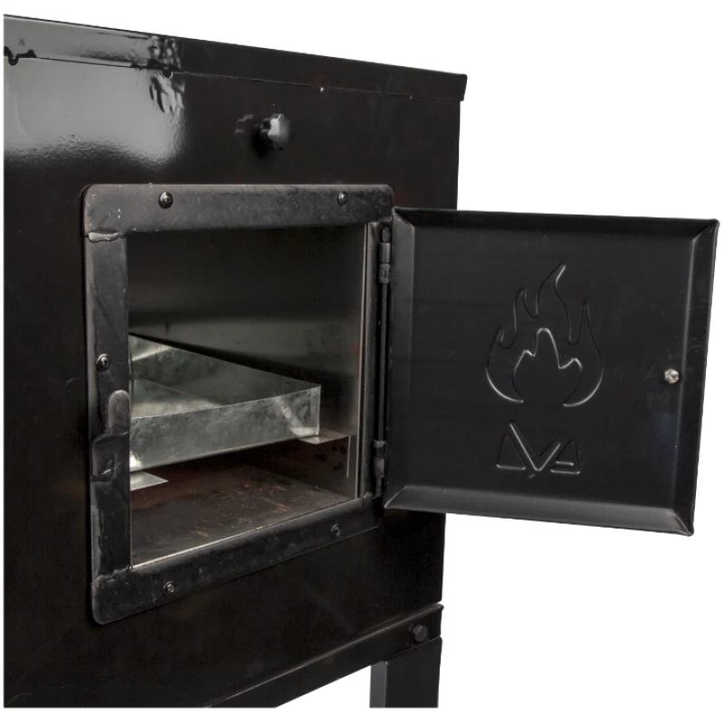 Soba pe Lemne cu Plita din Fonta (3 Ochiuri) și Cuptor dreapta, Emailata, Ø120 mm, 1000x1150x450 mm, Randament 67%, Negru