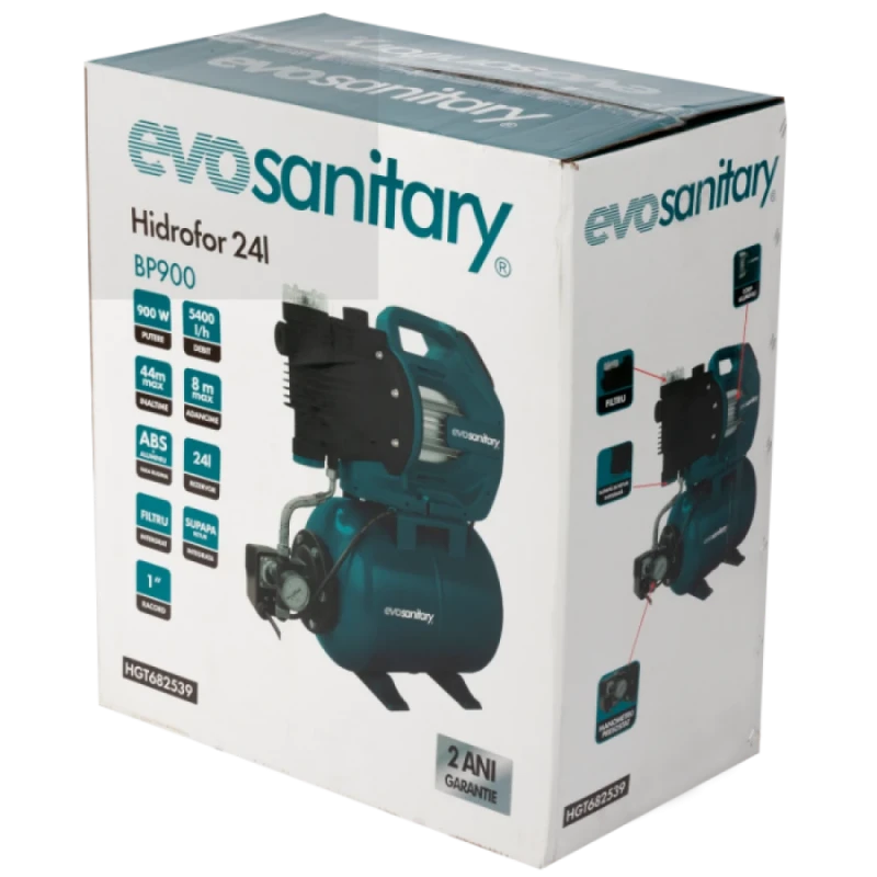 Hidrofor 24L BP Evosanitary, 900W, 230V, 100 l/min, 5.3 bar, inaltime pompare 53 m, IPX4