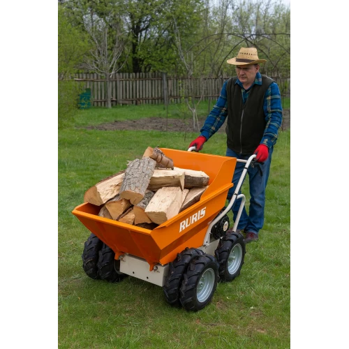 Roaba autopropulsata RURIS RTS 6000, motor benzina 7 CP, 500 kg capacitate, 3+1 trepte, basculare manuala