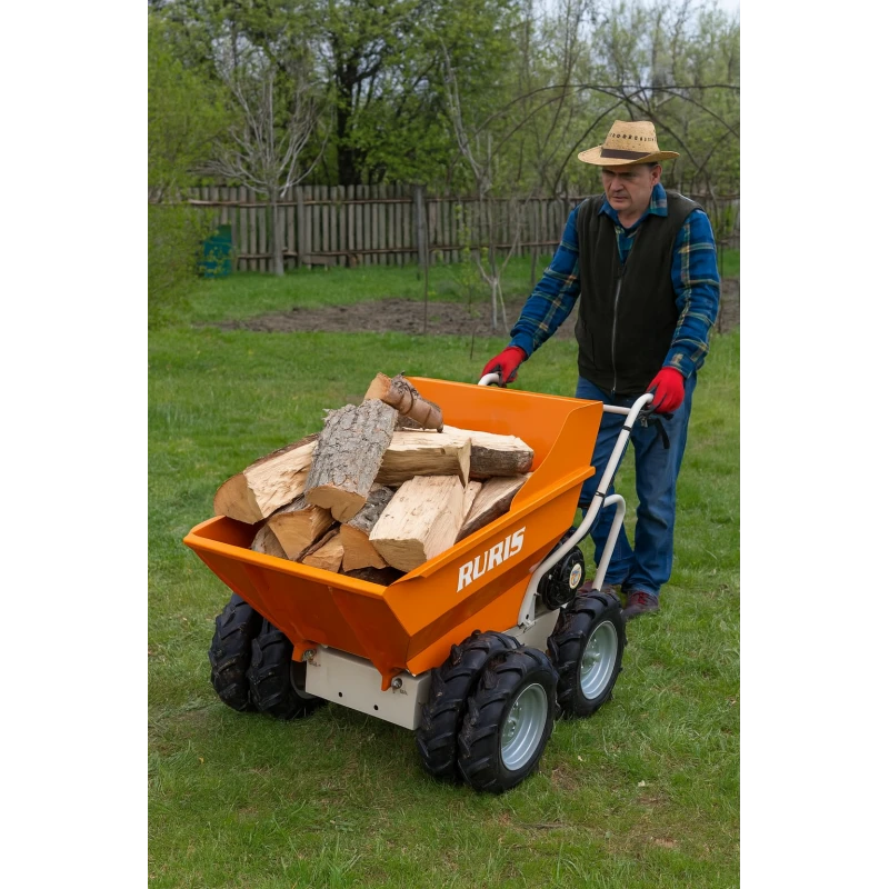 Roaba autopropulsata RURIS RTS 6000, motor benzina 7 CP, 500 kg capacitate, 3+1 trepte, basculare manuala