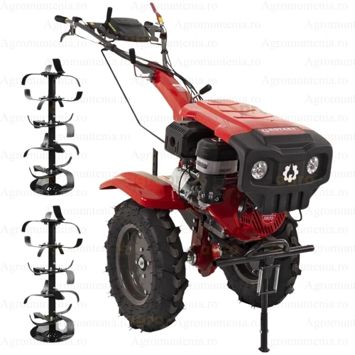 Motocultor Rotakt Partizan RO15R 2-PTO, motor 15CP, benzina 2+1 viteze, latime lucru 56-135 cm, freze roti cauciuc 5.00-12, capota far led
