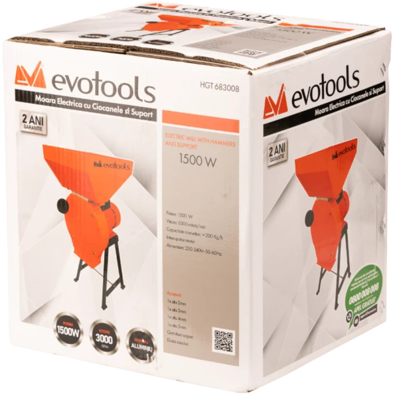Moara electrica cu ciocanele si suport Evotools 1500 W