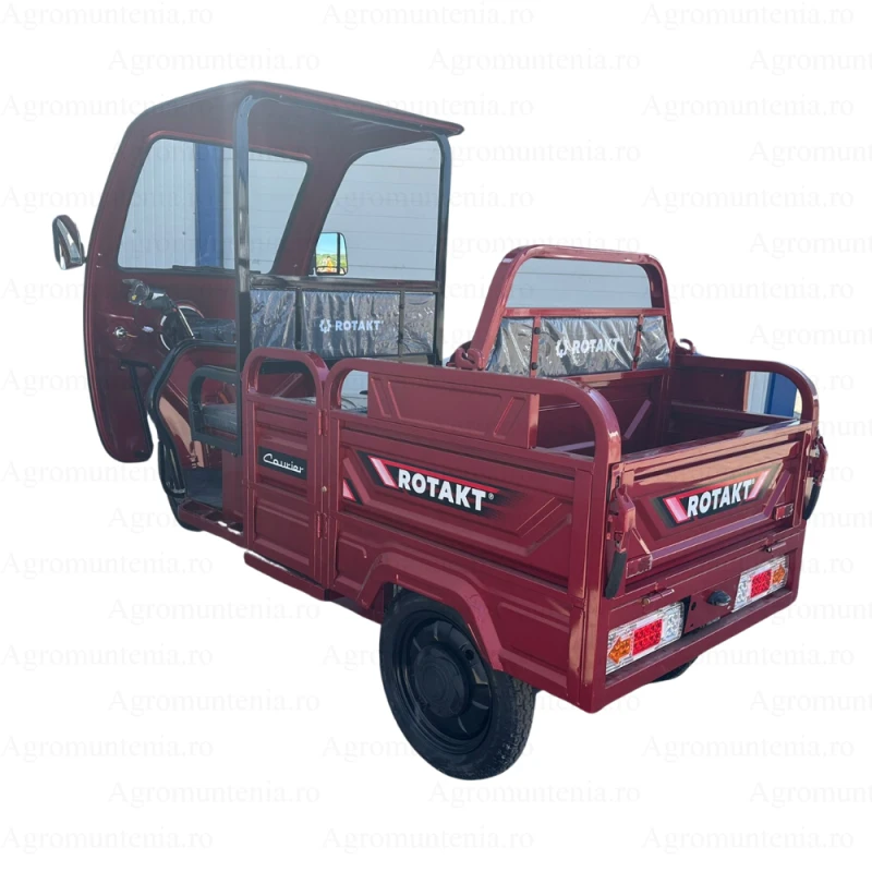 Triciclu Electric Rotakt Courier – 2000W, 72V, 32Ah, Autonomie 79 km, Sarcina 478 kg, fara permis + cabina Triciclu Electric Rotakt Courier – 2000W, 72V, 32Ah, Autonomie 79 km, Sarcina 478 kg, fara permis + cabina