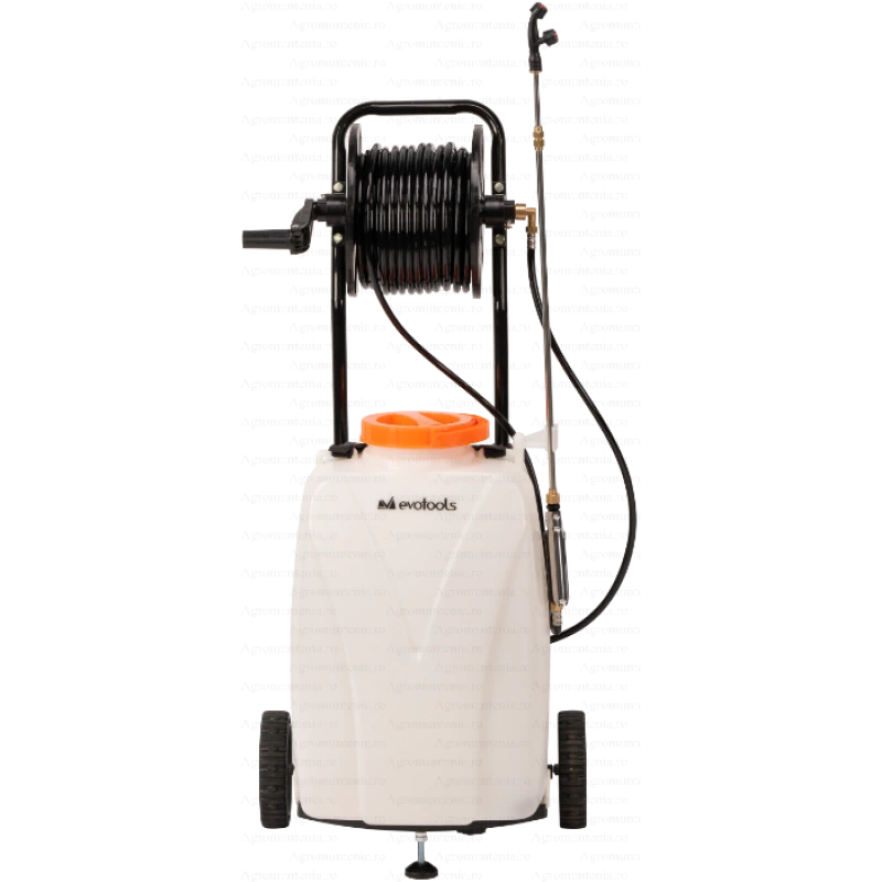 Pompa de stropit Evotools, cu acumulator si roti de transport – 40L, 6 Bar, 12V