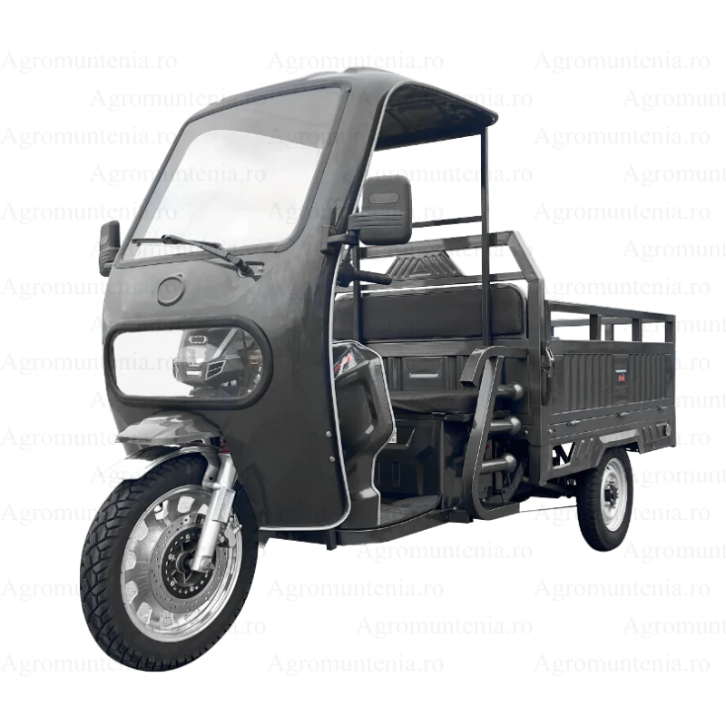 Triciclu electric cargo TRCC1500 EvoTools cu cabina, 1500 W, viteza maxima de 25km/h, autonomie de aproximativ 50-60 km, fara permis