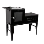 Soba pe Lemne cu Plita din Fonta (3 Ochiuri) și Cuptor Stanga, Emailata, Ø120 mm, 1000x1150x450 mm, Randament 67%, Negru