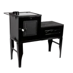 Soba pe Lemne cu Plita din Fonta (3 Ochiuri) și Cuptor Stanga, Emailata, Ø120 mm, 1000x1150x450 mm, Randament 67%, Negru