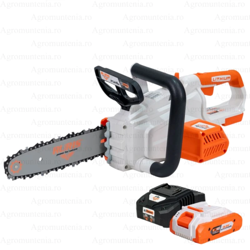 Drujba electrica cu acumulator Ruris 2524e Power Alfa UP, sina 25 cm, lant 3/8 inch, 1.3 mm, 1 x Li-Ion 20V, 4Ah, contine acumulator + incarcator