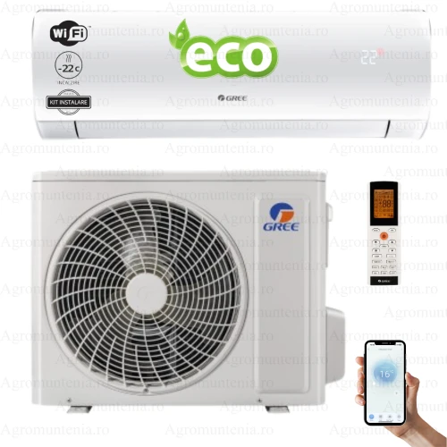 Aparat de aer conditionat, Gree Fairy LCLH, 12000 BTU, A++/A+, Wi-Fi, Inverter, Auto Clean, Generator Cold Plasma, Kit instalare inclus, Alb, Mod silentios, Racire si Incalzire