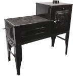 Soba pe Lemne cu Plita din Fonta (3 Ochiuri) și Cuptor dreapta, Emailata, Ø120 mm, 1000x1150x450 mm, Randament 67%, Negru