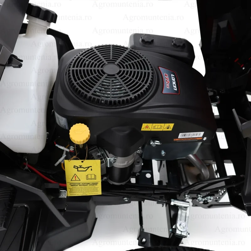 Tractoras de tuns gazon Hecht, Motor Loncin 11,9 CP, 432 cm³, latime de lucru 86 cm, cos colector 250 l, transmisie automata CVT, pornire electrica