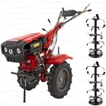 Motocultor Rotakt Grizzly RO13RE 2-PTO, motor 13CP, benzina, 2+1 viteze latime lucru 56-135 cm, freze roti cauciuc 5.00-12, pornire electrica, 2 prize de putere