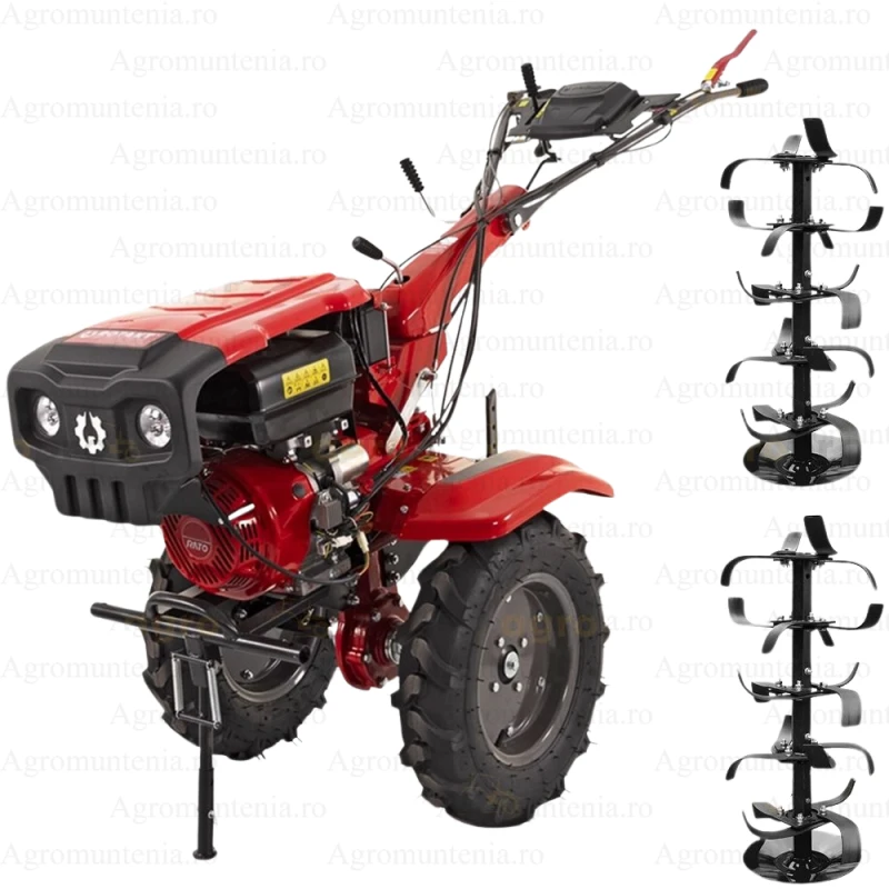 Motocultor Rotakt Grizzly RO13RE 2-PTO, motor 13CP, benzina, 2+1 viteze latime lucru 56-135 cm, freze roti cauciuc 5.00-12, pornire electrica, 2 prize de putere