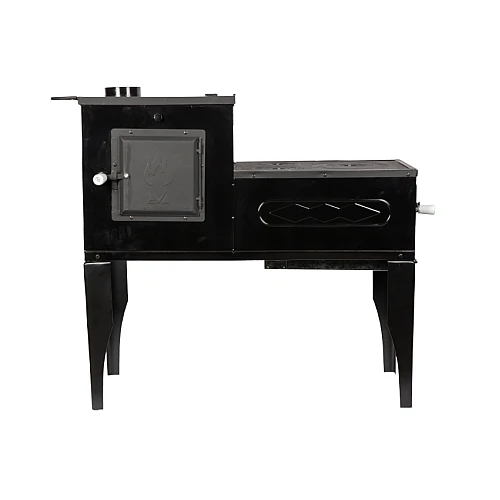 Soba pe Lemne cu Plita din Fonta (3 Ochiuri) și Cuptor Stanga, Emailata, Ø120 mm, 1000x1150x450 mm, Randament 67%, Negru