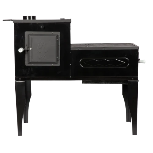 Soba pe Lemne cu Plita din Fonta (3 Ochiuri) și Cuptor Stanga, Emailata, Ø120 mm, 1000x1150x450 mm, Randament 67%, Negru