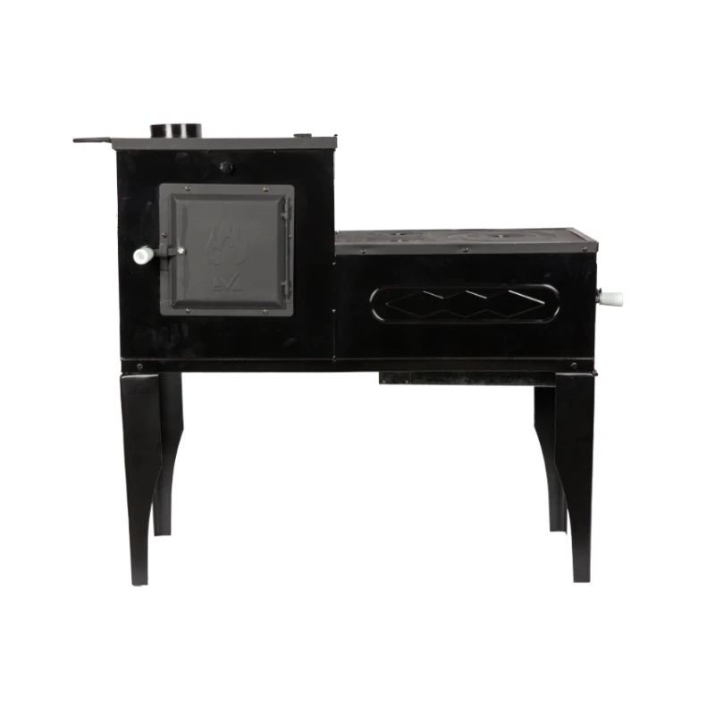 Soba pe Lemne cu Plita din Fonta (3 Ochiuri) și Cuptor Stanga, Emailata, Ø120 mm, 1000x1150x450 mm, Randament 67%, Negru