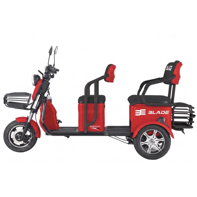 Triciclu electric Blade TRIP X2 2000 W, autonomie pana la 70 km, baterie plumb- acid 72 V 20 Ah, viteza maxima de 25 km/h, conform reglementarilor UE, fara permis, Rosu-Negru