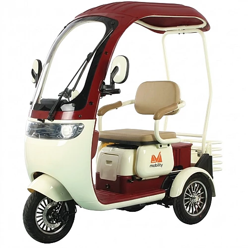 Triciclu Electric EvoTools, TRP1000CD Alb-Rosu, 1000W, 60V 20Ah, Autonomie, 56 km, viteza maxima de 25 km/h, conform reglementarilor UE, fara permis