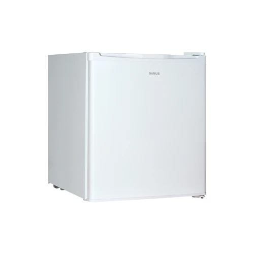 Frigider-minibar Samus SW064E, cu 1 usa si 1 raft, 41 litri, clasa E, alb, inaltime 51 cm, termostat reglabil, usa reversibila, picioare reglabile