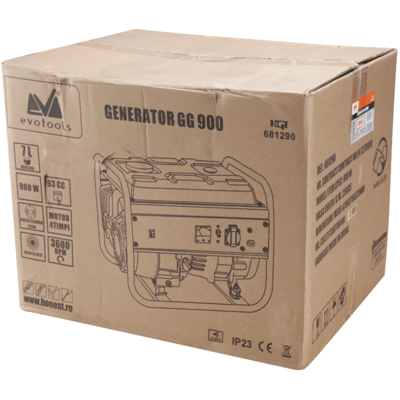 Generator benzina EvoTools GG1000, 1000W, motor 2CP, 230V si 12V, rezervor 7L