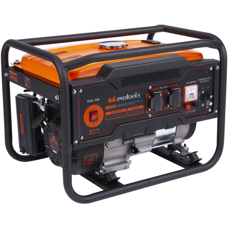 Generator benzina EvoTools GG2200A, 2200W, motor 5.4CP, 230V si 12V, rezervor 15L