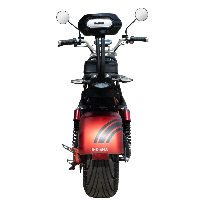 Scuter electric, Samus Indiana-10T2100-60V20L-Red, autonomie 60 km, putere maxima 2100 W, acumulator 60 V 20 Ah, viteza maxima de 25 km/h, conform reglementarilor UE, fara permis