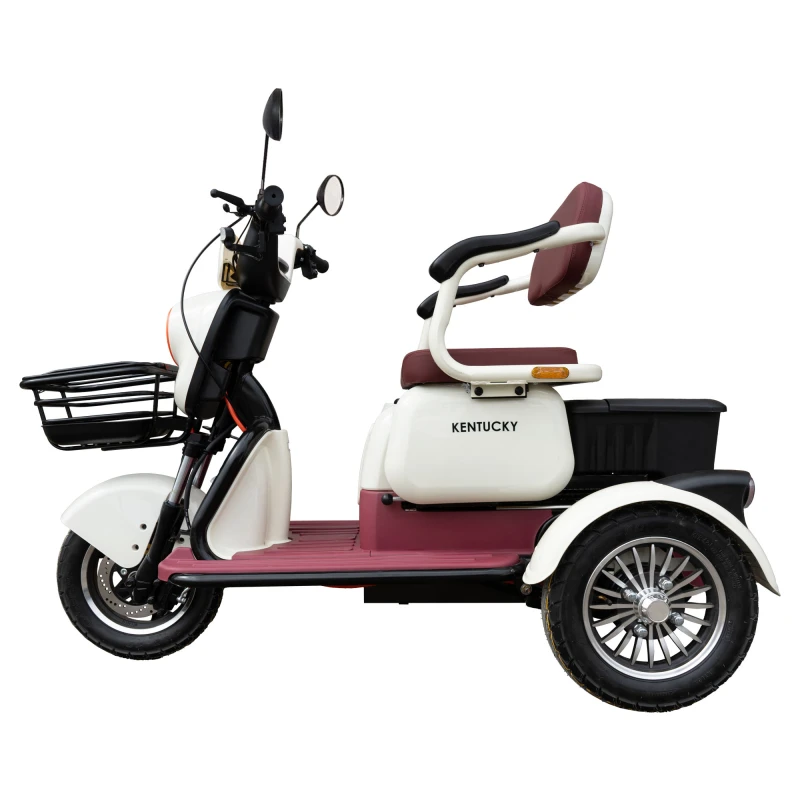 Triciclu electric Samus Kentucky-3R1-10T1000-60V20-Beige-Burgundy, Putere 1000 W, Autonomie 60 Km, viteza maxima de 25 km/h, conform reglementarilor UE, fara permis
