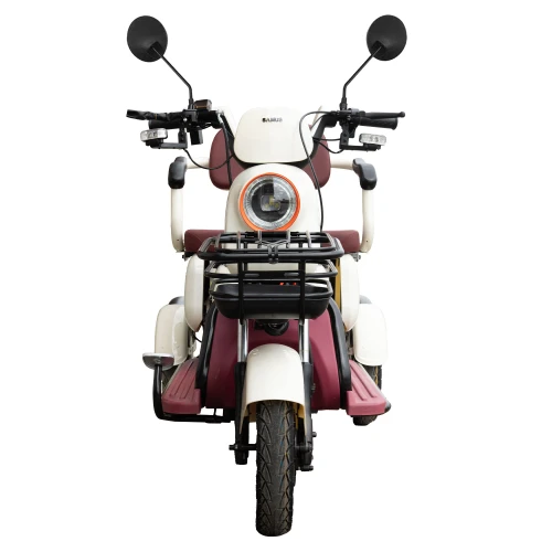 Triciclu electric Samus Kentucky-3R1-10T1000-60V20-Beige-Burgundy, Putere 1000 W, Autonomie 60 Km, viteza maxima de 25 km/h, conform reglementarilor UE, fara permis
